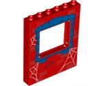 Panel 1 x 6 x 6 with Window Frame with Blue Window Frame and Spider Webs Pattern (10754)