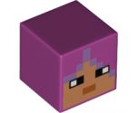 Minifigure, Head, Modified Cube with Minecraft Huntress Face Pattern