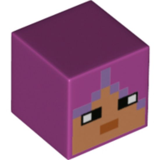 Minifigure, Head, Modified Cube with Minecraft Huntress Face Pattern