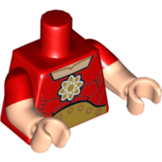 Torso Muscles, Gold Atomic Symbol and Large Belt Pattern / Light Nougat Arms with Red Short Sleeves Pattern / Light Nougat Hands