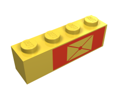 Brick 1 x 4 with Envelope on Red Background Pattern, Right Side