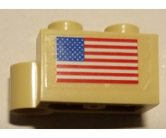 Hinge Brick 1 x 4 Swivel Base with USA Flag Pattern (Sticker) - Set 10029