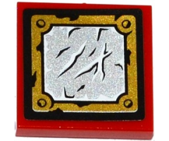 Tile 2 x 2 with Mirror Worn with Gold Frame Pattern (Sticker) - Set 70737