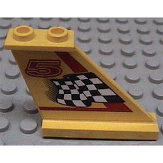 Tail 4 x 1 x 3 with Black and White Checkered Flag, Red Line and Number 5 Pattern on Right Side (Sticker) - Set 8225