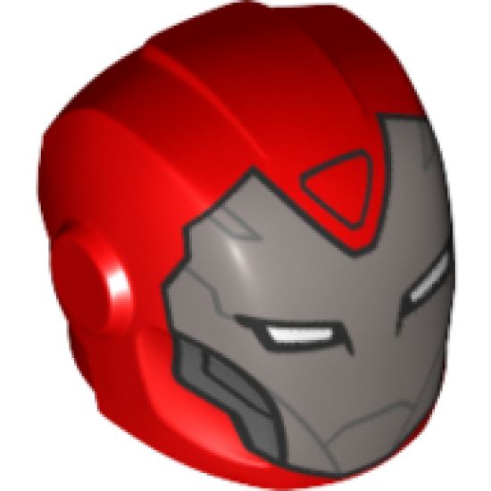 Minifigure, Headgear Helmet Armor Plates and Ear Protectors with Silver Faceplate, White Eyes and Pearl Dark Gray Cheek Panels Pattern