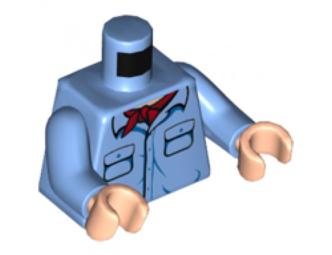 Torso Two Pocket Shirt with Red Bandana and Light Nougat Neckline Pattern / Medium Blue Arms / Light Nougat Hands
