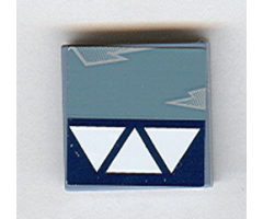 Tile 2 x 2 with 3 White Triangles, Dark Blue Stripe and Wear Marks Adjacent Pattern (Sticker) - Sets 7252 / 7283