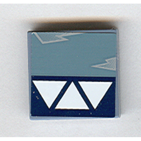 Tile 2 x 2 with 3 White Triangles, Dark Blue Stripe and Wear Marks Adjacent Pattern (Sticker) - Sets 7252 / 7283