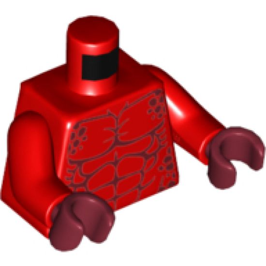 Torso Bare Chest with Muscles and Dark Red Spots Pattern / Red Arms / Dark Red Hands