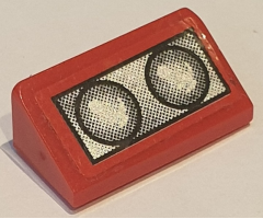 Slope 30 1 x 2 x 2/3 with 2 Silver Headlights on Red Background Pattern (Sticker) - Set 10248