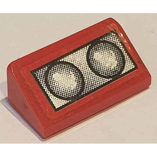 Slope 30 1 x 2 x 2/3 with 2 Silver Headlights on Red Background Pattern (Sticker) - Set 10248