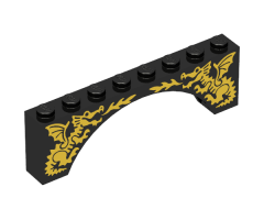 Arch 1 x 8 x 2 with Two Yellow Dragons Pattern