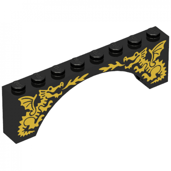 Arch 1 x 8 x 2 with Two Yellow Dragons Pattern