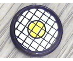 Tile, Round 2 x 2 with Black Grid and Yellow Dot Pattern (Sticker) - Set 8829