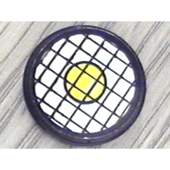 Tile, Round 2 x 2 with Black Grid and Yellow Dot Pattern (Sticker) - Set 8829