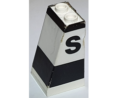 Slope 75 2 x 2 x 3 - Hollow Studs with Black Stripes and Letter S Pattern (Wraparound Sticker) - Set 1581-1