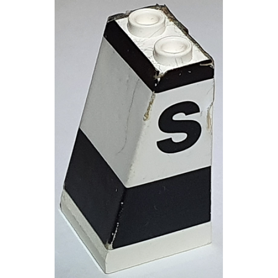 Slope 75 2 x 2 x 3 - Hollow Studs with Black Stripes and Letter S Pattern (Wraparound Sticker) - Set 1581-1