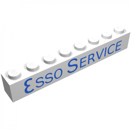 Brick 1 x 8 with Blue 'ESSO SERVICE' Long Pattern