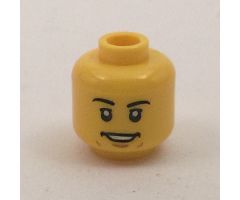 Minifigure, Head Black Eyebrows, White Pupils, Open Smile, Chin Dimple Pattern - Hollow Stud