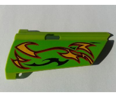 Technic, Panel Fairing #20 Large Long, Small Hole, Side A with Orange and Red Flames on Lime Background Pattern (Sticker) - Set 8649