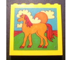 Brick 1 x 6 x 5 with Horse, Sun and Clouds Pattern (Sticker) - Set 232
