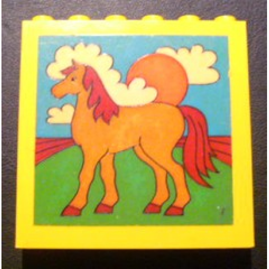Brick 1 x 6 x 5 with Horse, Sun and Clouds Pattern (Sticker) - Set 232