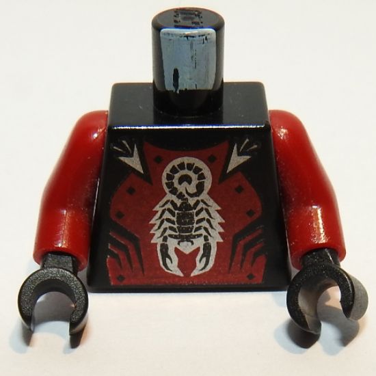 Torso Castle Knights Kingdom II with Scorpion Pattern / Dark Red Arms / Black Hands