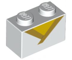 Brick 1 x 2 with Gold Trim and Yellow Triangle Pattern