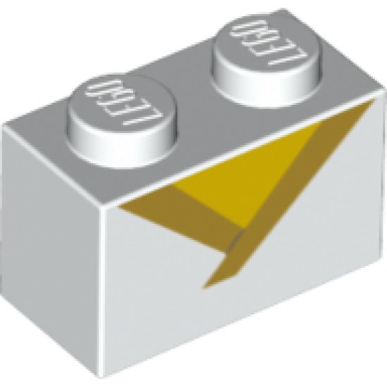 Brick 1 x 2 with Gold Trim and Yellow Triangle Pattern