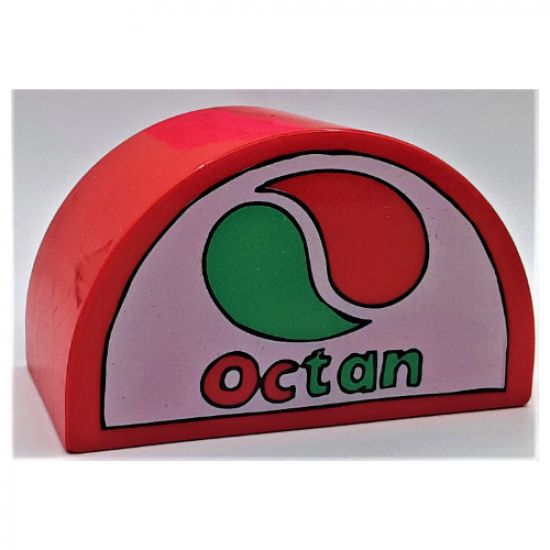 Duplo, Brick 2 x 4 x 2 Curved Top with Octan Logo Pattern