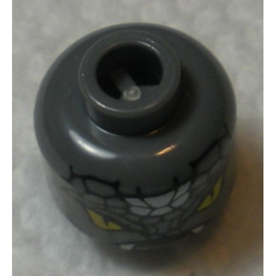 Minifigure, Head Alien with Yellow Snake Eyes, Fangs and Black and White Scales Pattern (Snike) - Blocked Open Stud