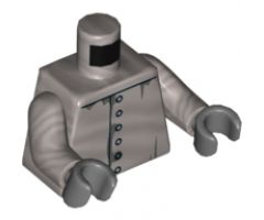 Torso Silver Paint, Rivets, Dark Bluish Gray Smudges Pattern / Flat Silver Arms with Elbow Joint Panels / Dark Bluish Gray Hands