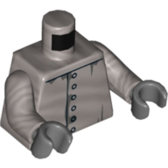 Torso Silver Paint, Rivets, Dark Bluish Gray Smudges Pattern / Flat Silver Arms with Elbow Joint Panels / Dark Bluish Gray Hands