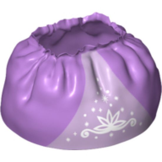 Duplo, Figure Wear & Utensil Cloth Skirt Satin with Swirling Floral Design and Stardust on Lavender Underskirt Pattern