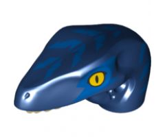 Animal, Body Part Dinosaur Head Raptor with Pin Hole, Tan Teeth and Blue Stripes and Blue Eye Patch Pattern
