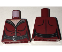 Torso Female Top with Gray Collar, Zipper and Black Belt Front and Back Pattern