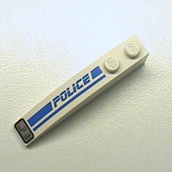 Slope, Curved 6 x 1 with Police Blue Line and Headlight Pattern Left