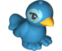Animal, Air Bird Friends / Elves with Bright Light Orange Beak and Metallic Light Blue Feathers around Black Eyes Pattern (Cleo)