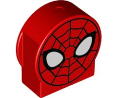 Duplo, Brick 1 x 3 x 2 Round Top, Cut Away Sides with Spider-Man Face Pattern