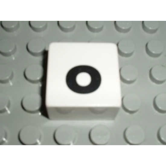 Duplo, Tile 2 x 2 x 1 with Black Lowercase Letter o Pattern