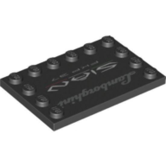 Tile, Modified 4 x 6 with Studs on Edges with 'Lamborghini Sian FKP 37' Pattern
