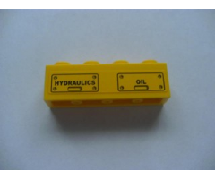 Brick 1 x 4 with 'HYDRAULICS' and 'OIL' and Bolts Pattern (Sticker) - Set 7633