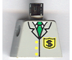 Torso Bank Employee Jacket with Tie and Dollar Sign Badge Pattern