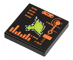 Tile 2 x 2 with Radar Map, Bar Graph, and on Screen Readouts Pattern (Sticker) - Set 7644