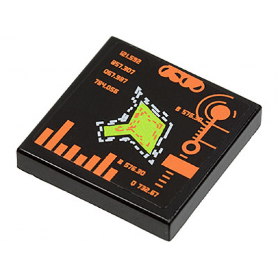 Tile 2 x 2 with Radar Map, Bar Graph, and on Screen Readouts Pattern (Sticker) - Set 7644