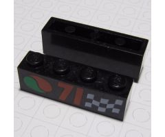 Brick 1 x 4 with '71', Checkered Flag, and Octan Logo Pattern