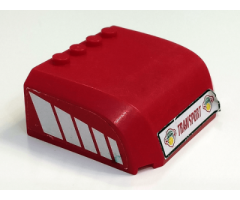 Windscreen 5 x 6 x 2 Curved Top Canopy with 4 Studs with Red 'TRANSPORT' on Front and White Stripes Pattern on Both Sides (Stickers) - Set 7747