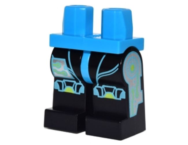 Hips and Black Legs with Dark Azure and Silver Circuitry and Knee Pads Pattern