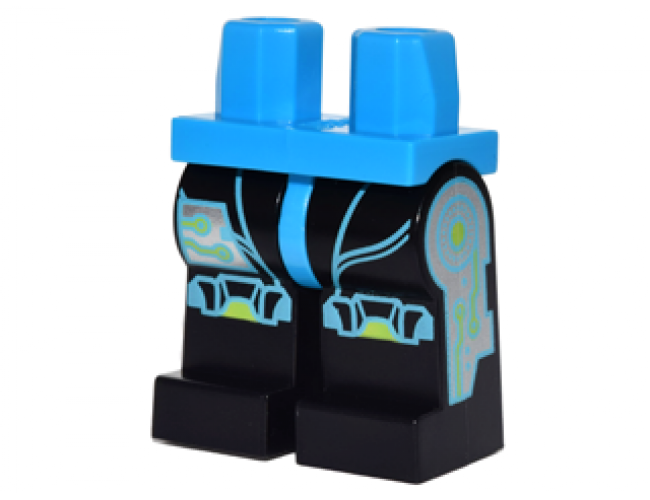 Hips and Black Legs with Dark Azure and Silver Circuitry and Knee Pads Pattern