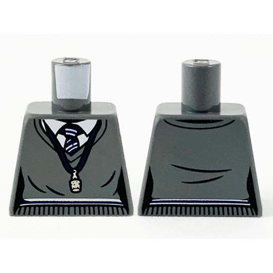 Torso Female Outline Sweater Vest with White Shirt, Dark Blue and Light Bluish Gray Tie and Trim (Ravenclaw) and Butterbeer Cork Necklace Pattern